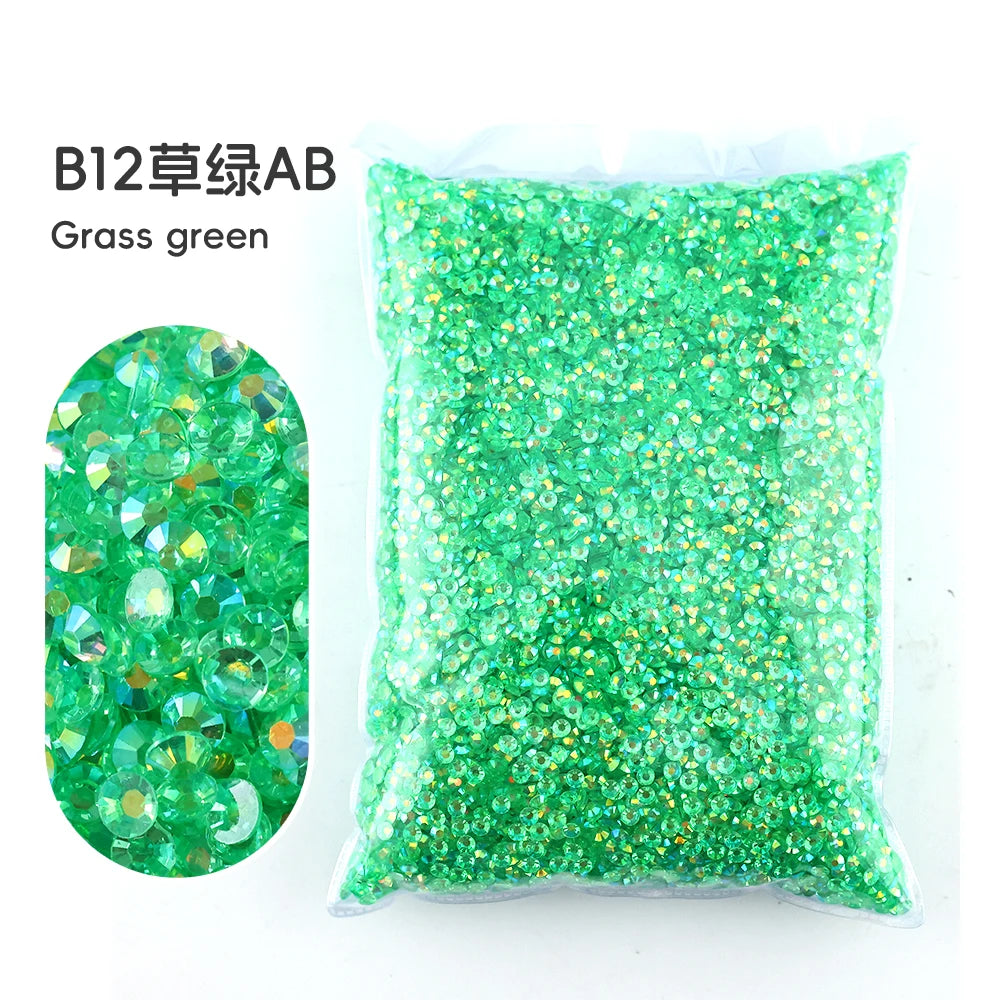 2MM 3MM 4MM 5MM 6MM Jelly AB Resin Cold fixation  Rhinestones Flat Back Suitable for making diamond water bottles