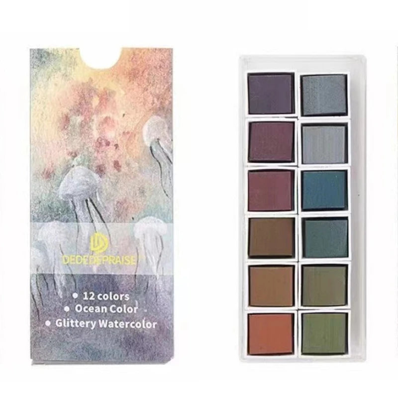 Portable 12-Color Retro Watercolor Set