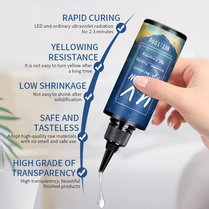 UV Resin Glue – High Transparency, Fast Curing, DIY Jewelry Epoxy