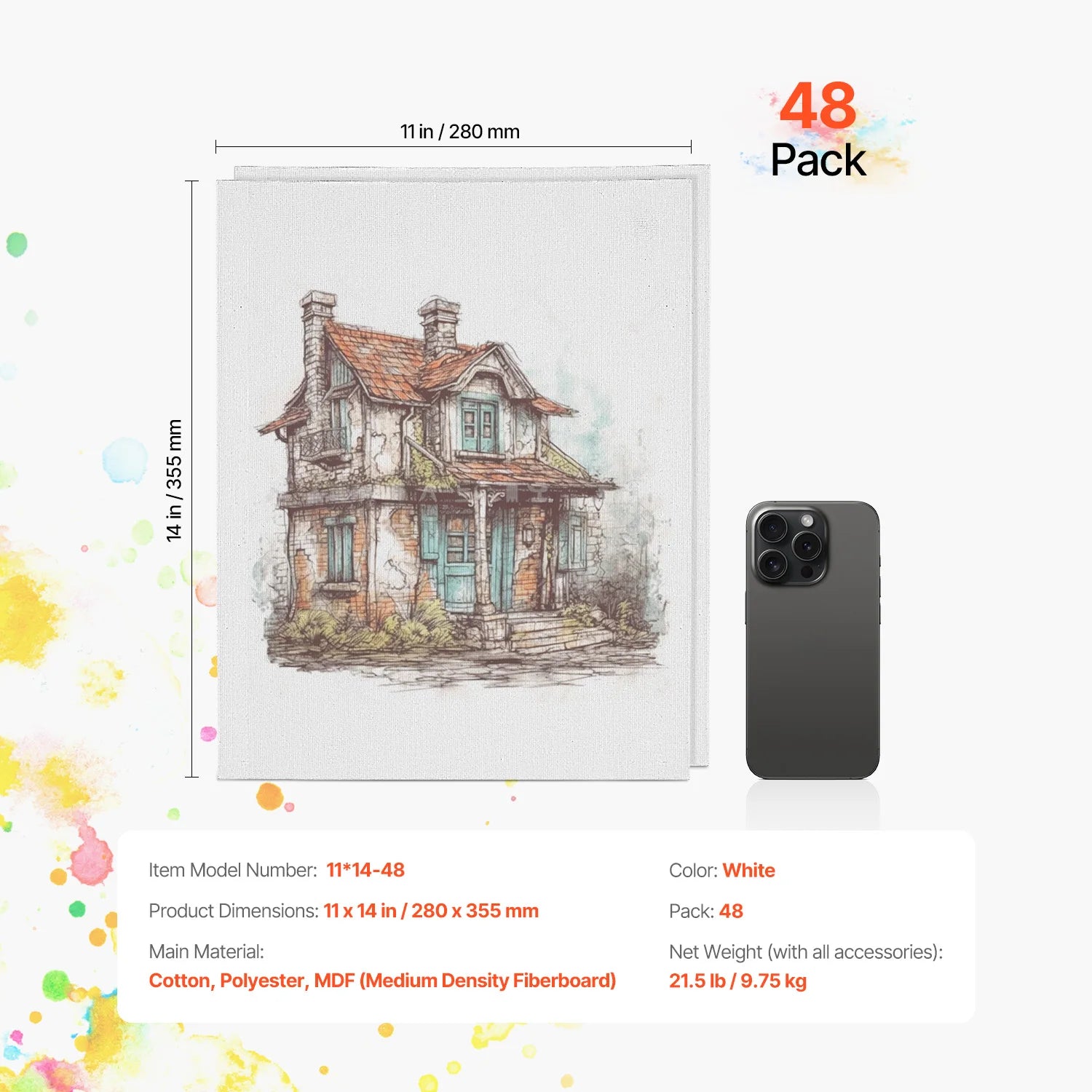 VEVOR White Canvas Boards – Multi-Media Painting Panels