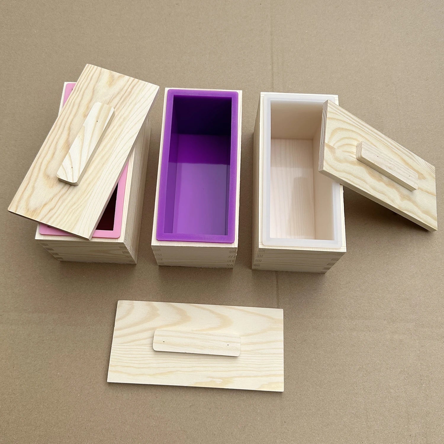 600ml Wooden Soap Mold Kit – Rectangular Silicone Mold with Box