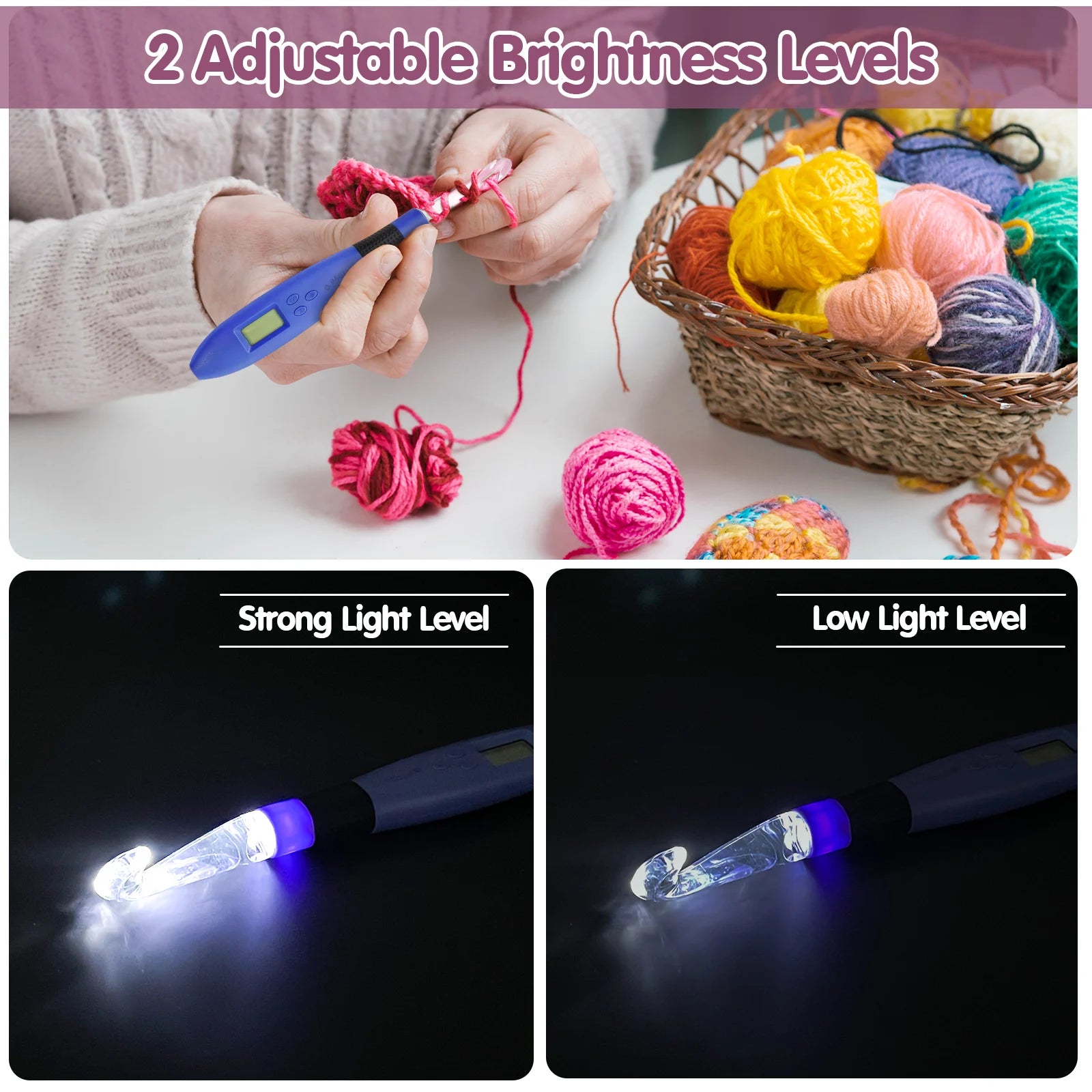 18-Size LED Crochet Hook Set with Digital Counter