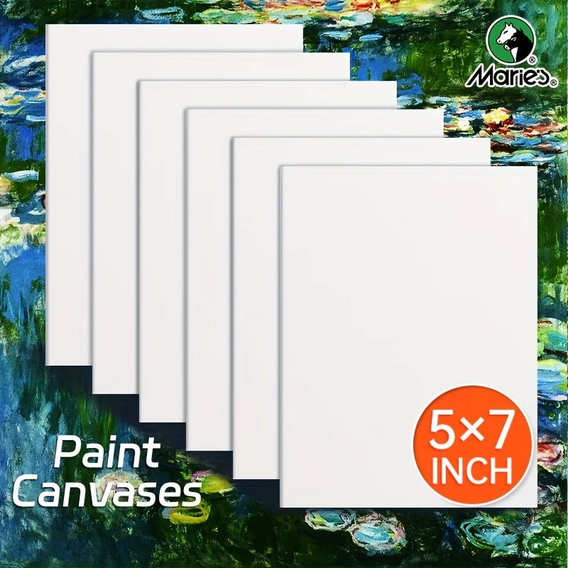 5x7 Inch Blank Canvas Panels – 2/4/6pcs White Canvas Board Set for Acrylic, Oil, Gouache &amp; Pour Painting