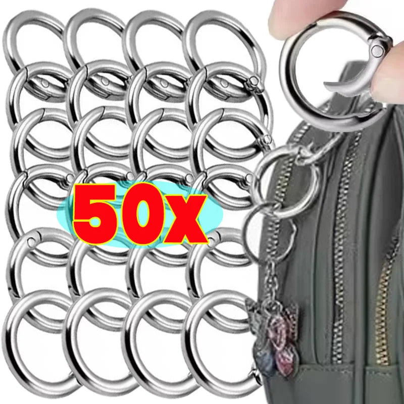 Stainless Steel O Ring Spring Clasps Open Round Carabiner Snap Hook Keychain Bag Clips DIY Jewelry Bags Accessories