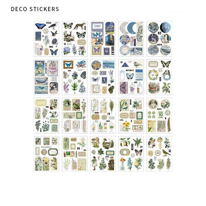 JIANQI 20-Piece PET Sticker Book – Plants &amp; Flowers