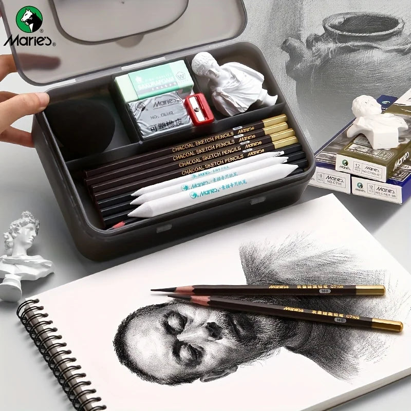 Marie’s Double-Layer Graphite &amp; Charcoal Pencil Set (23/27 Pcs)