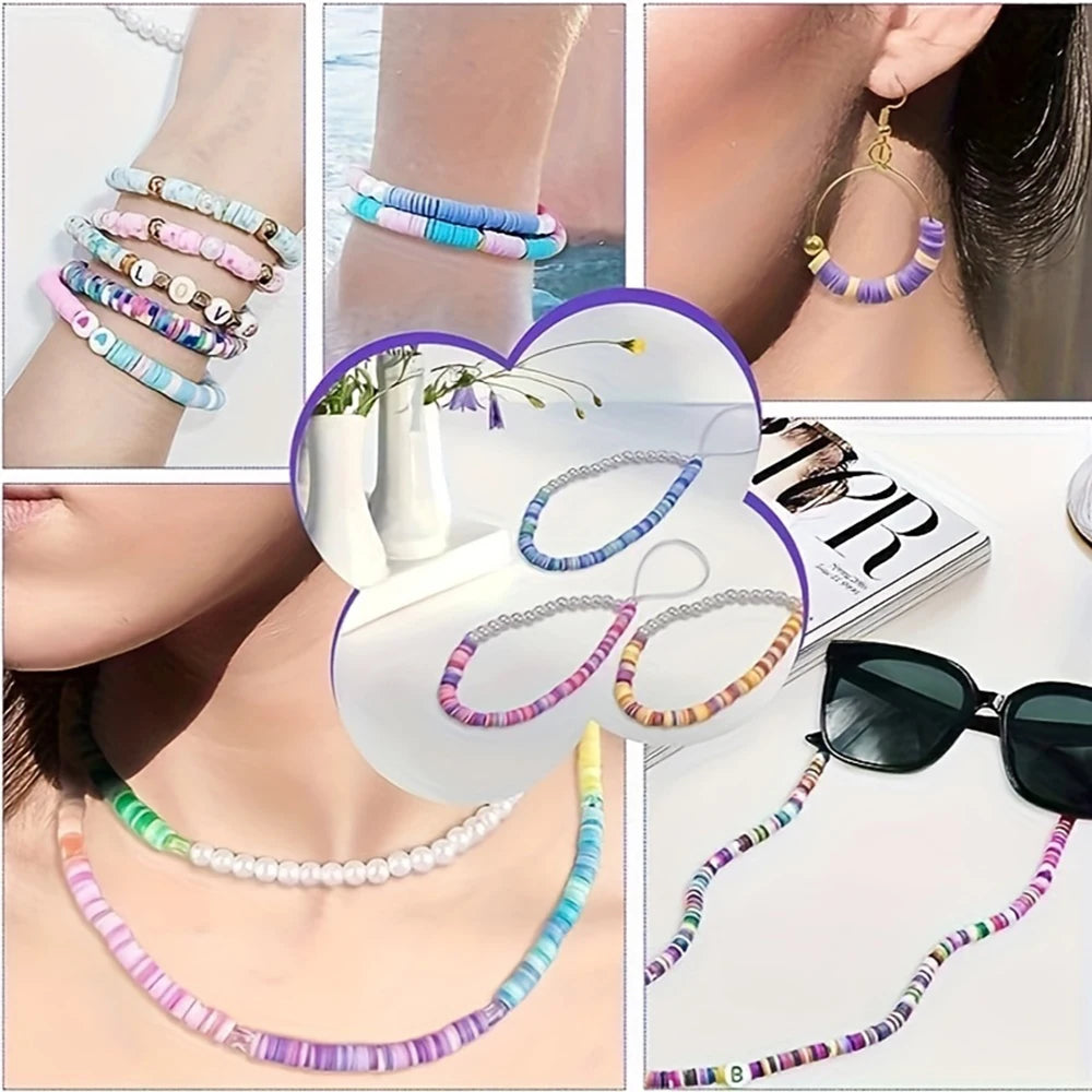 6mm Polymer Clay Spacer Beads – Flat Round Bead Set for DIY Jewelry