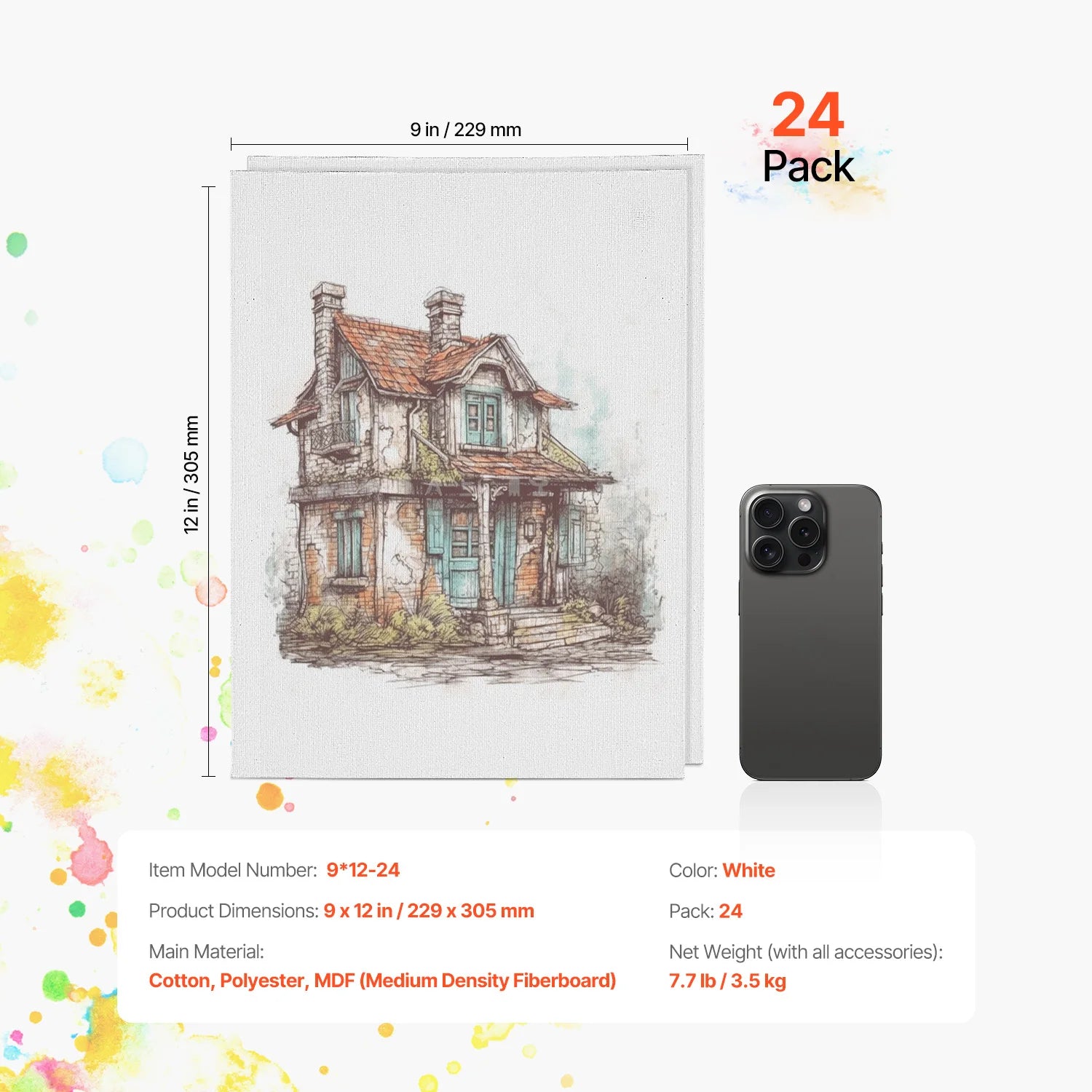 VEVOR White Canvas Boards – Multi-Media Painting Panels