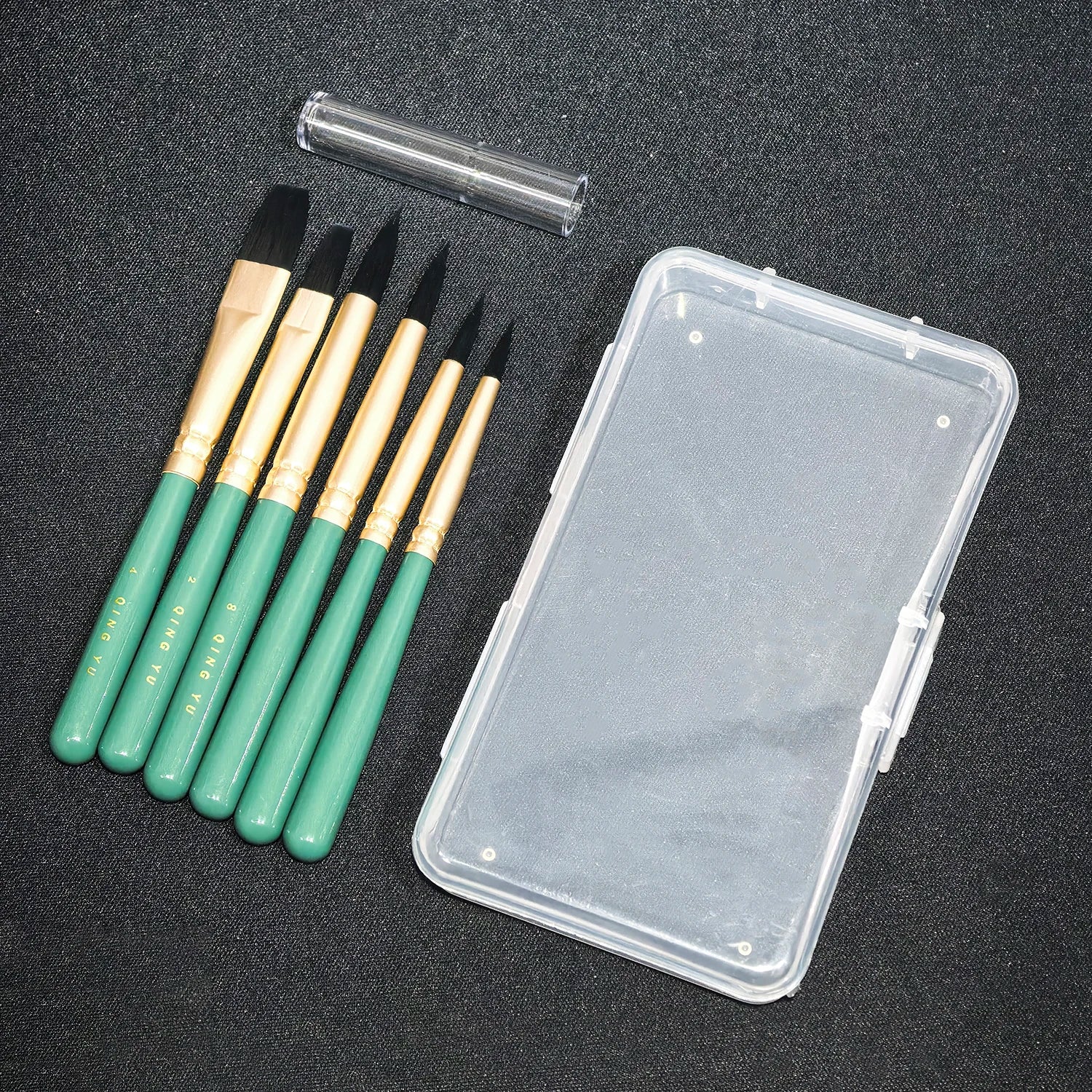 6pcs Mini Nylon Paint Brush Set with Pen Box &amp; Extender – Watercolor &amp; Gouache Art Brushes for Students