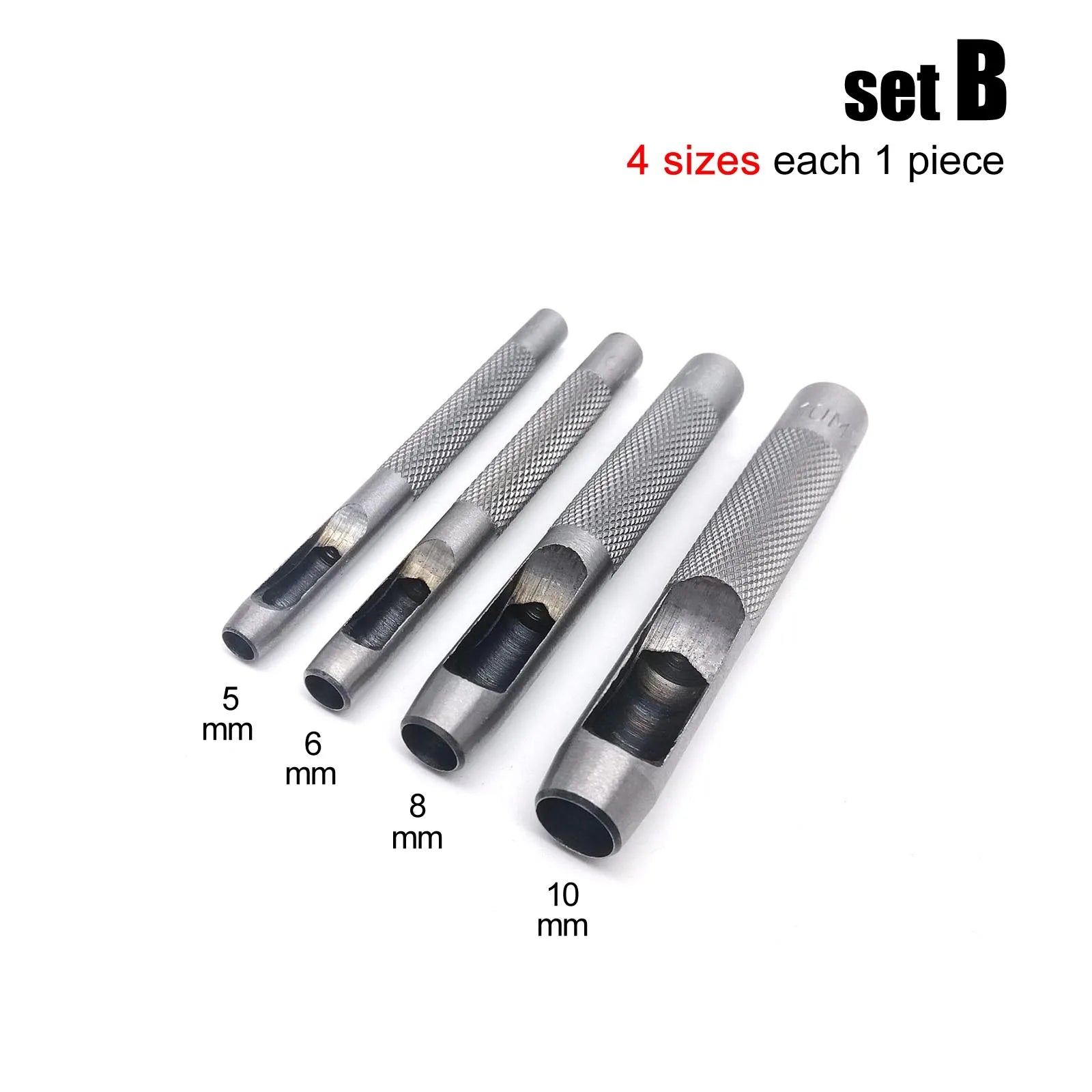 4/6/10pcs Round Hole Punch Cutter Set for Leather & Rubber