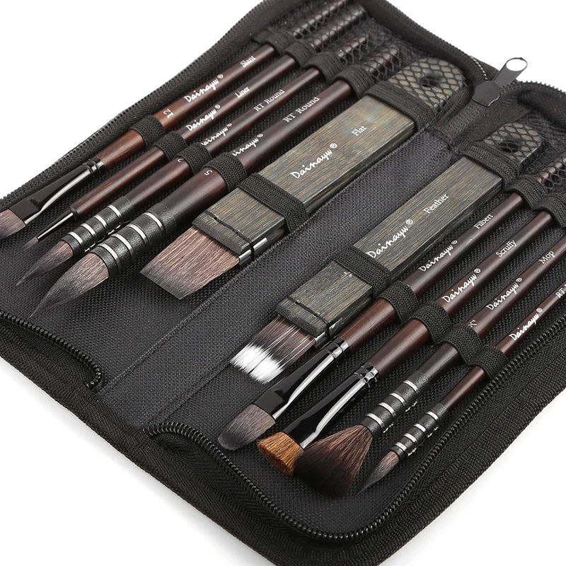 Dainayw 10-Piece Squirrel &amp; Horse Hair Brush Set