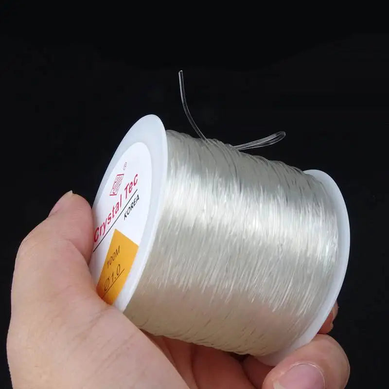 100m Elastic Beading Cord – 0.5–1mm Crystal Stretch Thread for Jewelry Making