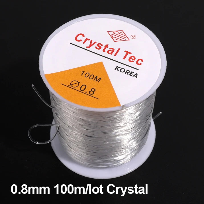 100m Elastic Beading Cord – 0.5–1mm Crystal Stretch Thread for Jewelry Making