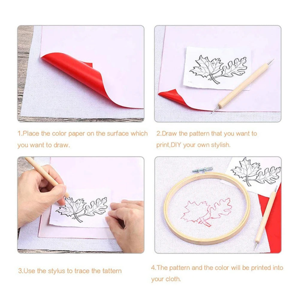 10PCS Embroidery Transfer Paper & Iron Pen Kit