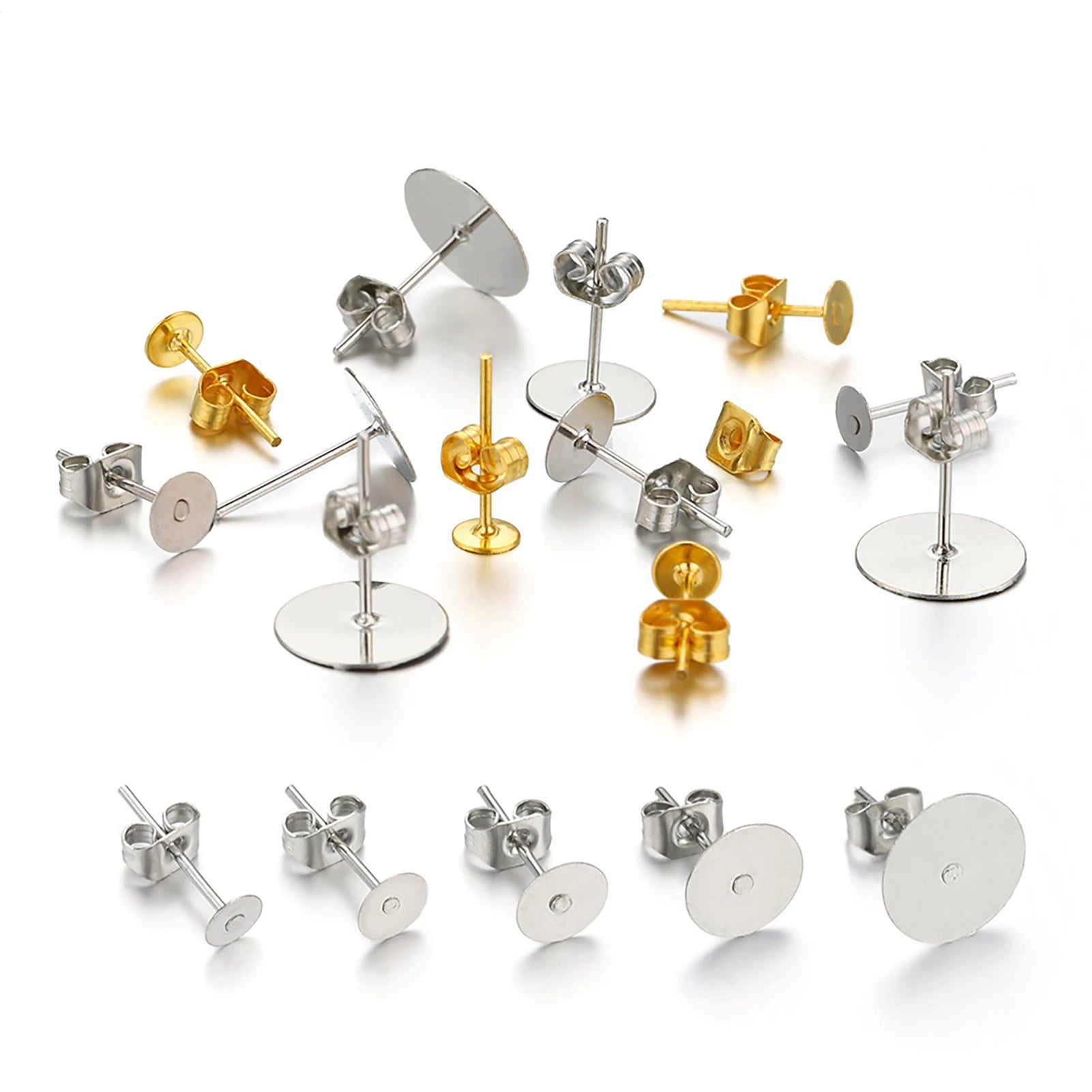 Blank Post Earring Studs Base Pins with Ear Backs