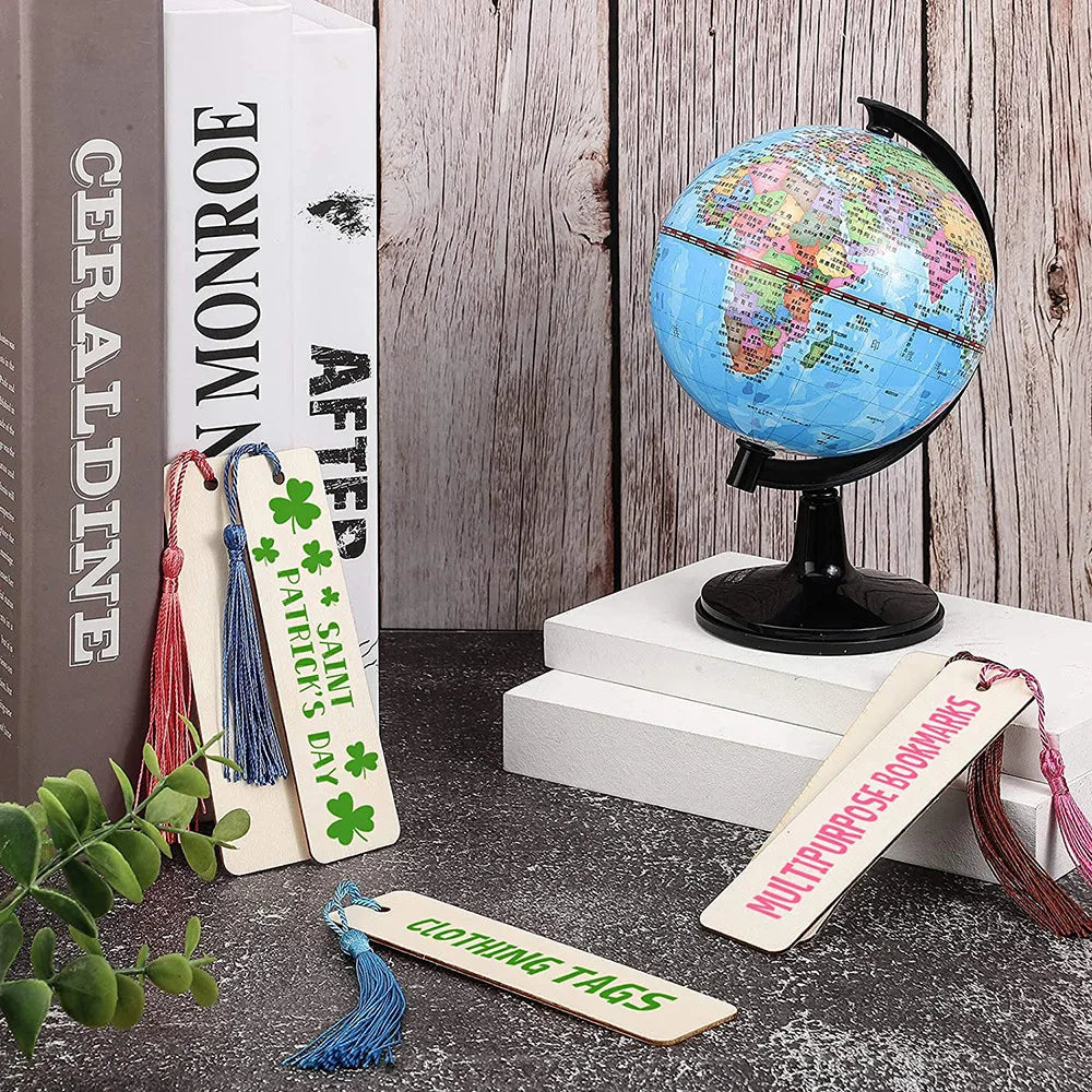Blank Wooden Bookmarks with Tassels – 10/20/60 Pcs
