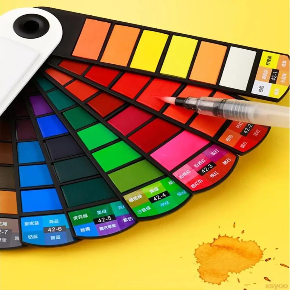 Folding Solid Watercolor Set – 18/24/36/42 Colors with Brush Pen