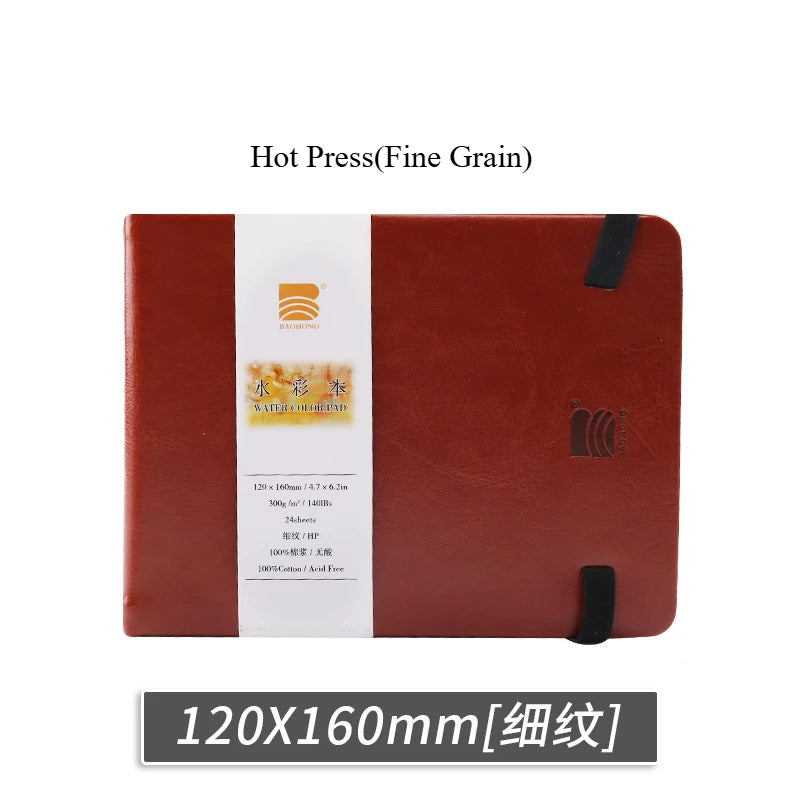 Baohong Watercolor Travel Book – 300gsm, Linen Leather-Bound