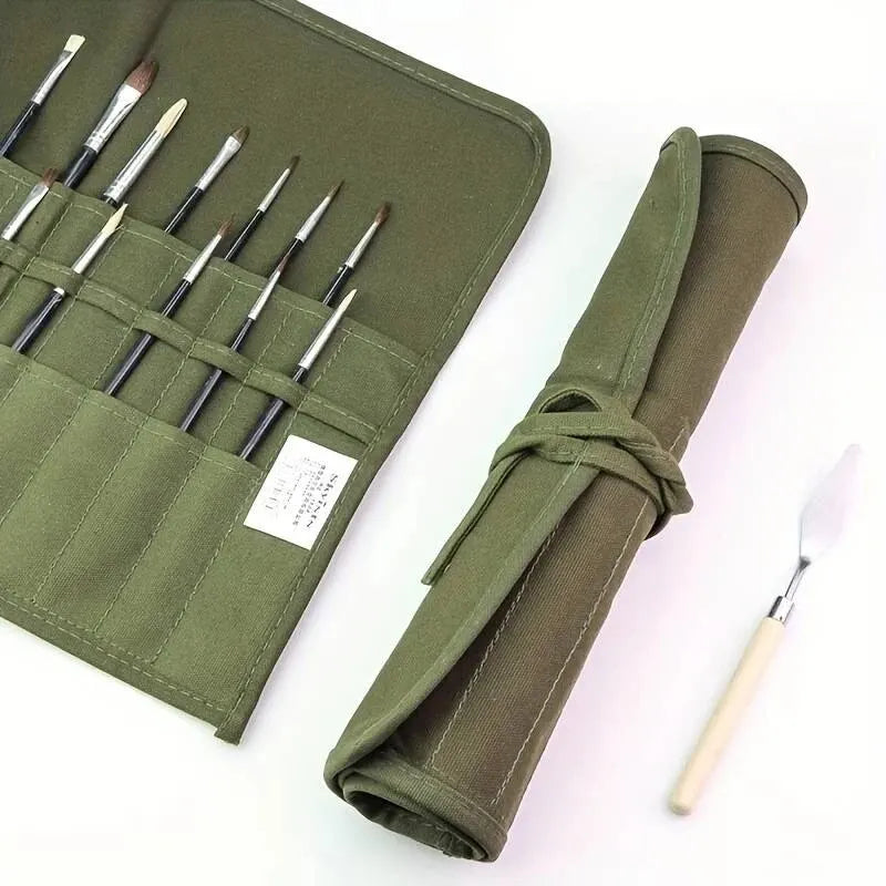 22-Slot Roll-Up Brush &amp; Pen Storage Bag