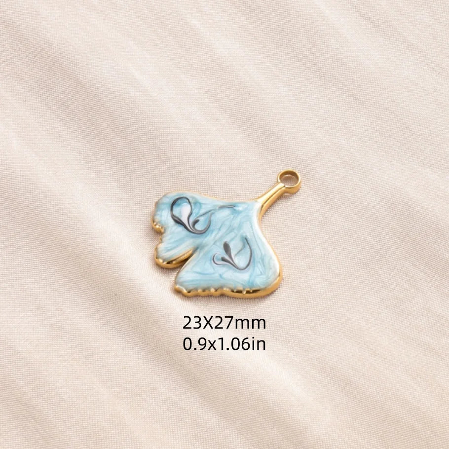 5pcs/lot Enamel Blue Marine Animals Stainless Steel Pendant Conch Shell Seahorse Fish Tail Starfish Charms DIY Necklace Findings