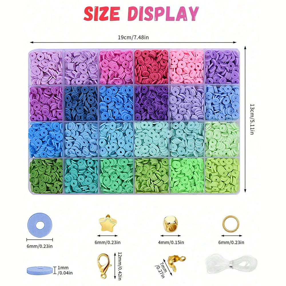 6mm Polymer Clay Spacer Beads – Flat Round Bead Set for DIY Jewelry