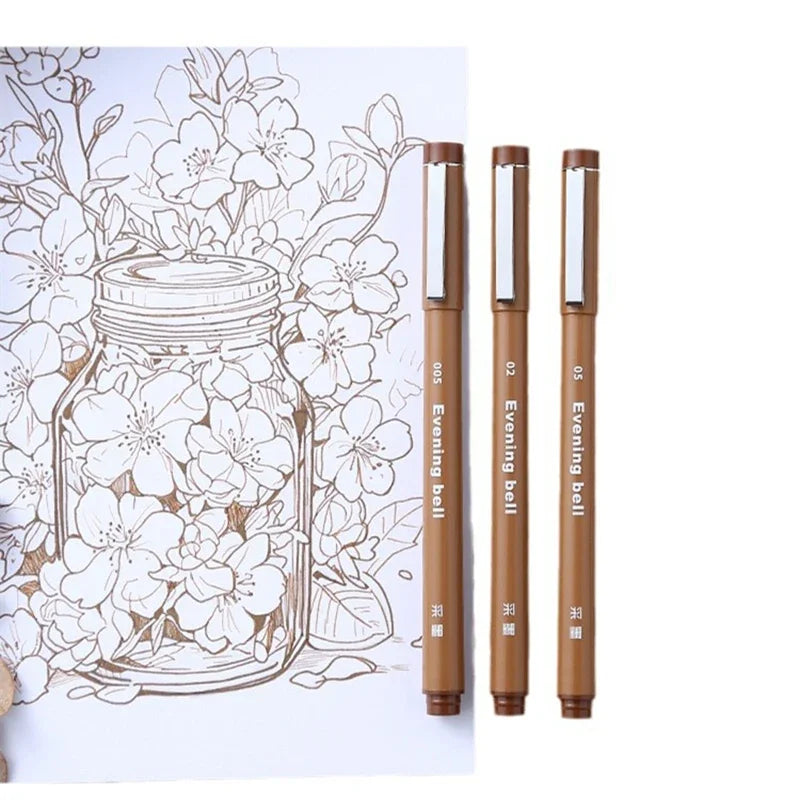 Brown Waterproof Micron Fineliner Drawing Pen