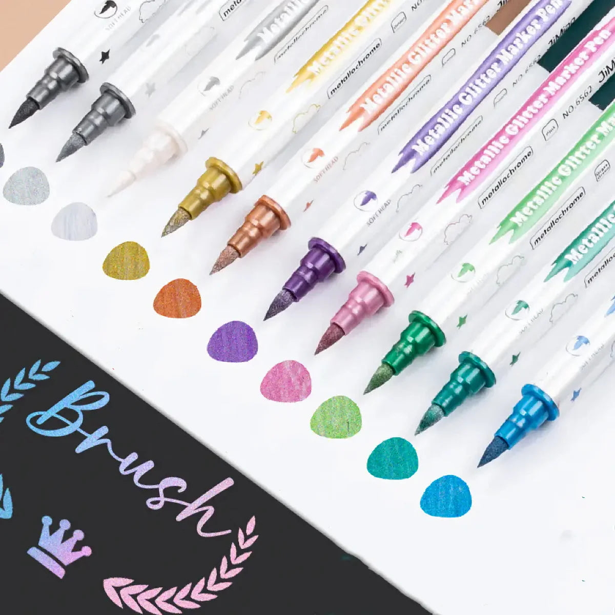 10-Piece Metallic Glitter Dual Tip Marker Set