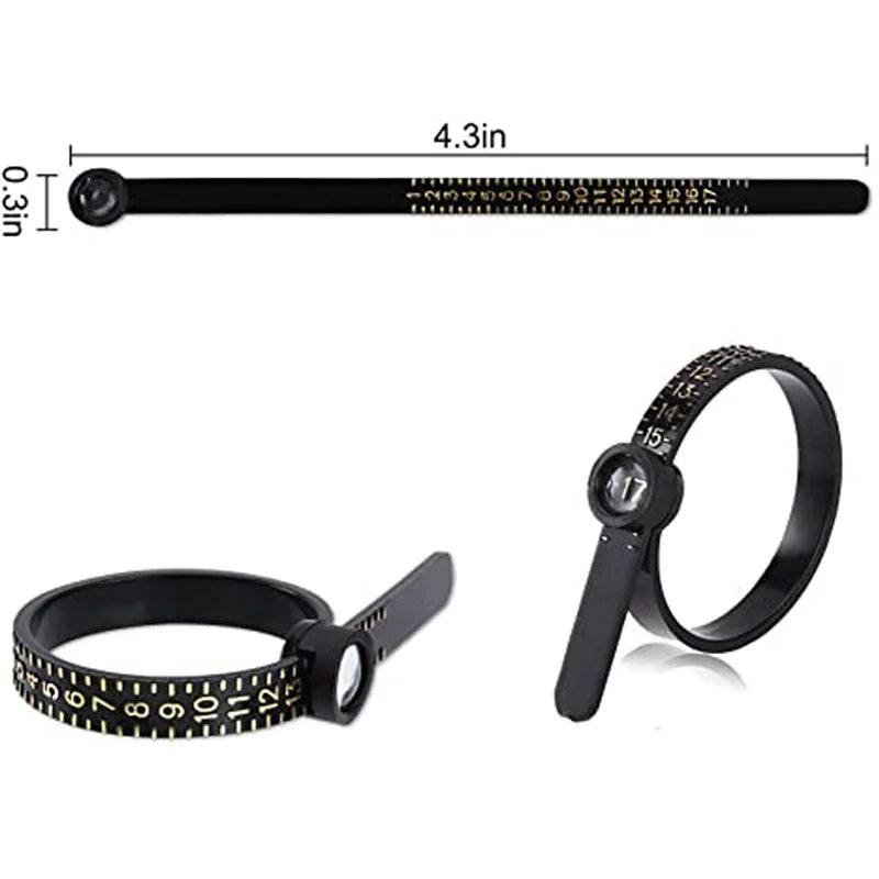 Ring Sizer &amp; Measuring Tool Set – Pro Ring Size Gauge with Tape &amp; Magnifier