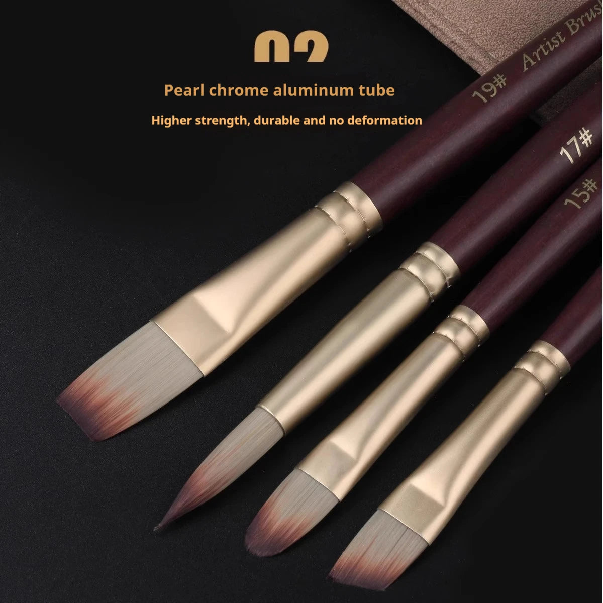 25-Piece Acrylic &amp; Oil Paint Brush Set with Wooden Handles