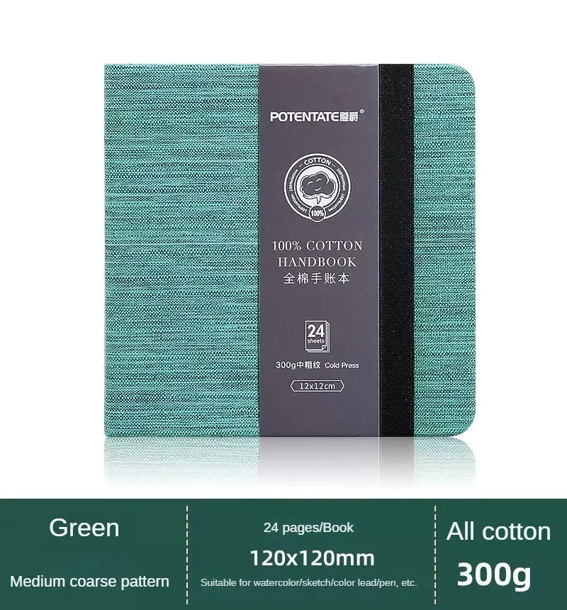 POTENTATE Square Watercolor Book – 12x12cm, 300gsm, 24 Sheets