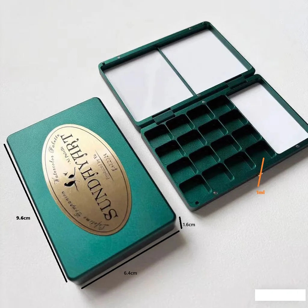 Portable Brass &amp; Aluminum Watercolor Box – 16/24 Grid Travel Palette