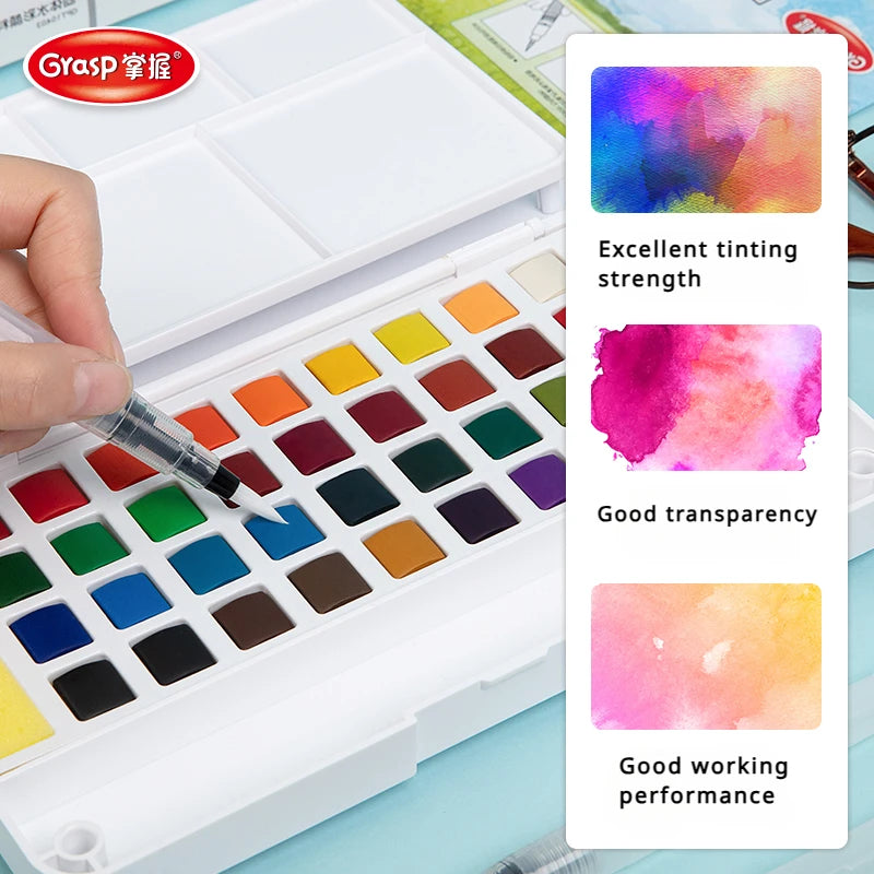 Watercolor Paint Set – 12/24/36/48 Colors with Water Brush Pens