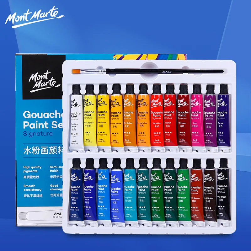 Gouache Paint Set – 12/24/36 Colors, 6ml Tubes for Artists &amp; Students
