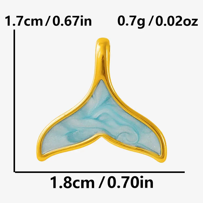 5pcs/lot Enamel Blue Marine Animals Stainless Steel Pendant Conch Shell Seahorse Fish Tail Starfish Charms DIY Necklace Findings