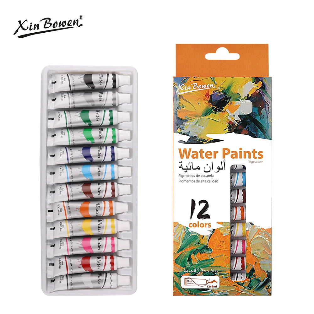 12-Color Student Watercolor Paint Set – 9mL Tubes