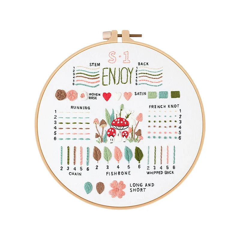 Beginner Embroidery Kit – 3 Sets with Stamped Patterns &amp; Tools