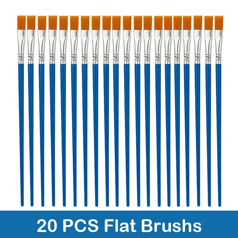Nylon Hair Paint Brush Set – 10/20/50pcs for Acrylic, Oil &amp; Watercolor