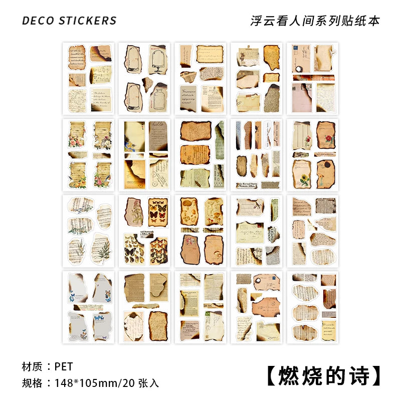 JIANQI 20-Piece PET Sticker Book – Plants &amp; Flowers