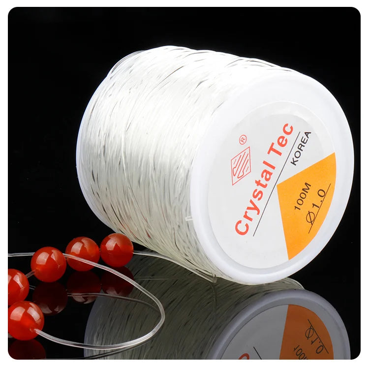 100m Elastic Beading Cord – 0.5–1mm Crystal Stretch Thread for Jewelry Making