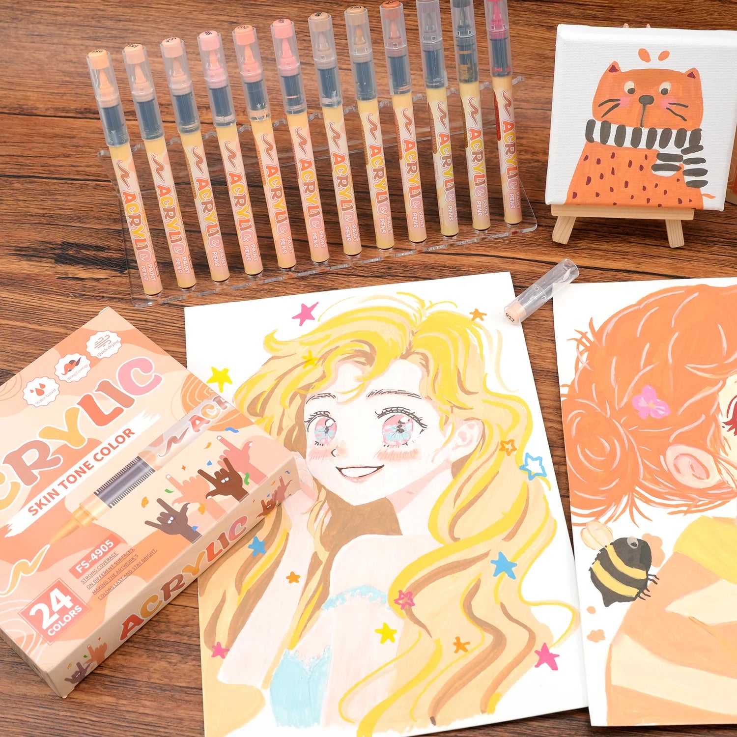 Skin Tone Acrylic Brush Markers Set