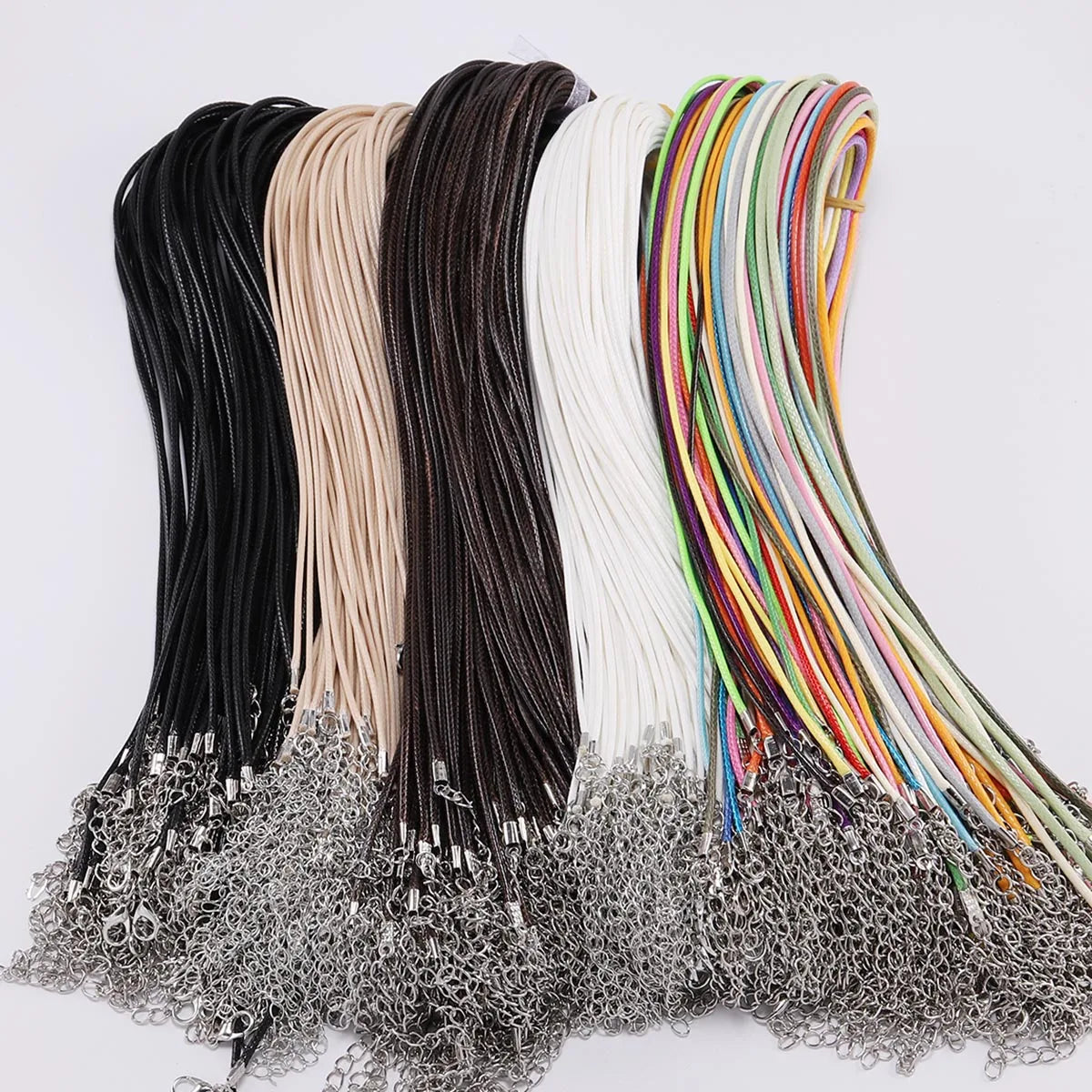 10pcs Adjustable Braided Leather Cord Necklaces – 1.5/2mm with Clasp