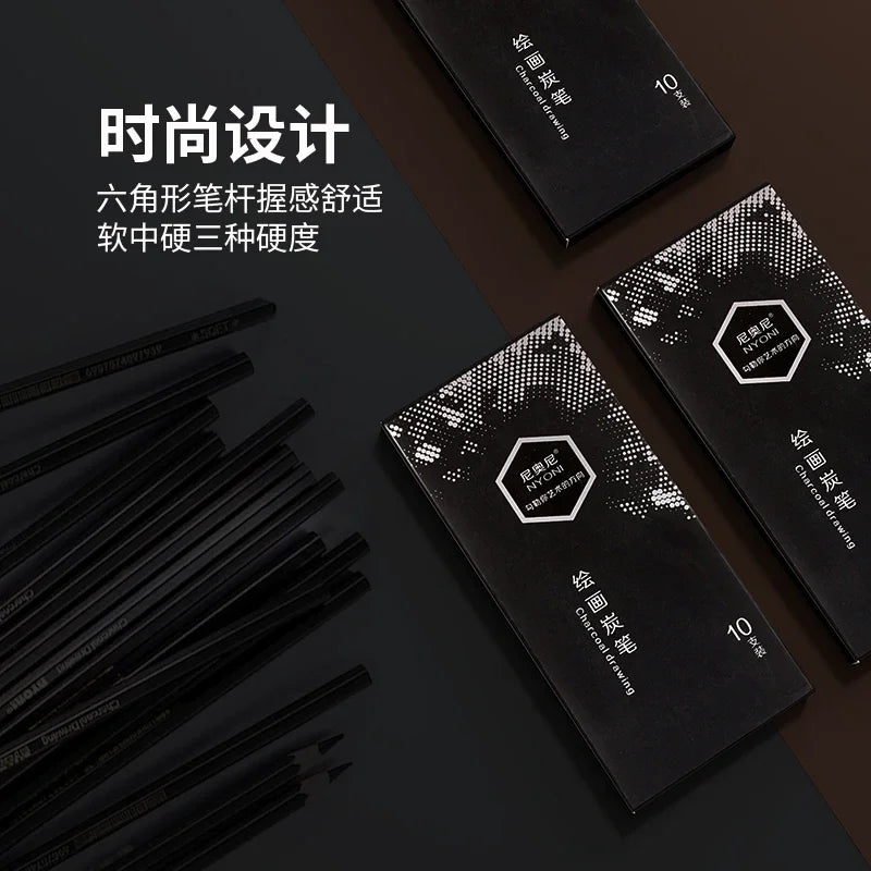 10-Piece Professional Charcoal Pencil Set