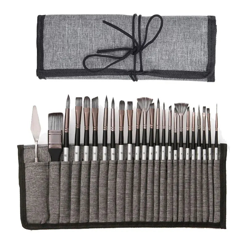 24-Piece Mixed Media Artist Brush Set with Palette Knife