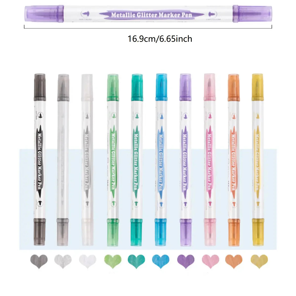 10-Piece Metallic Glitter Dual Tip Marker Set