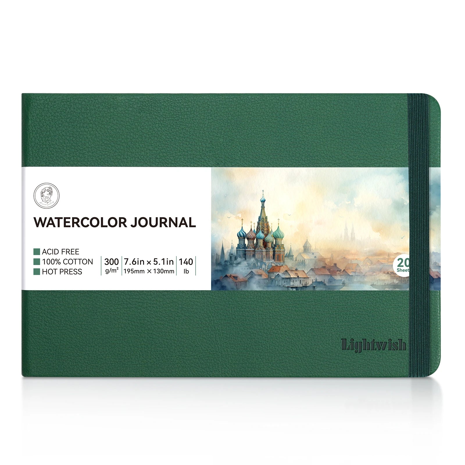 Lightwish Watercolor Journal – 100% Cotton, 7.6" x 5.1", 20 Sheets