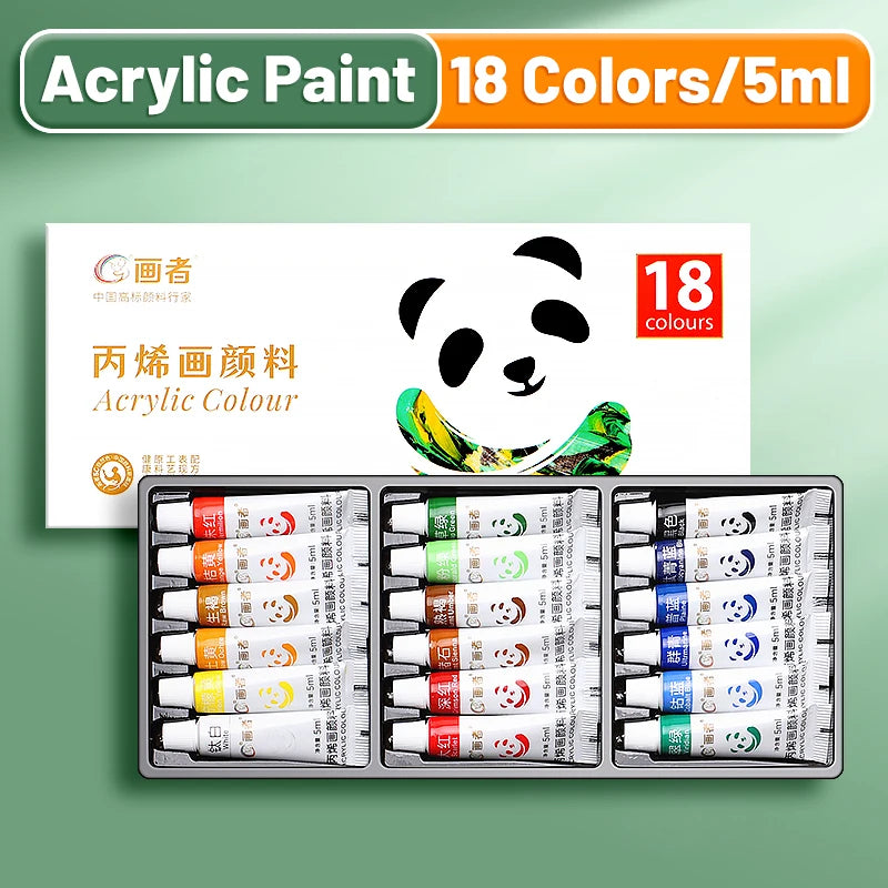Acrylic Paint Set – 12/18/24 Colors, 5ml Tubes