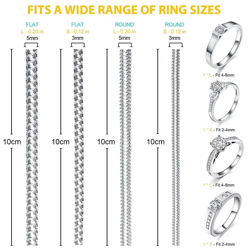 4pcs Ring Size Reducer Set – Invisible Spiral Resizing Jewelry Guard