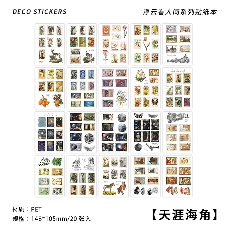 JIANQI 20-Piece PET Sticker Book – Plants &amp; Flowers