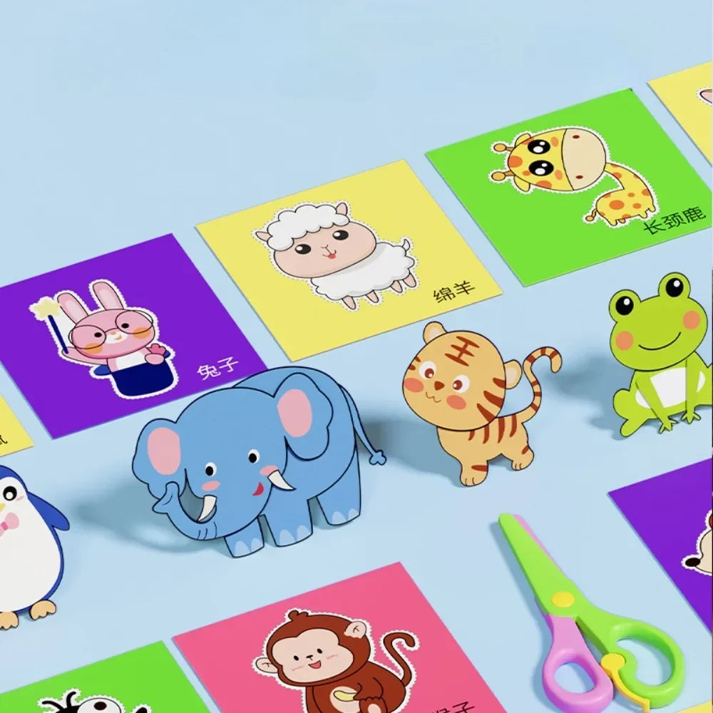 48-Piece Kids Handmade Paper Cut Craft Set