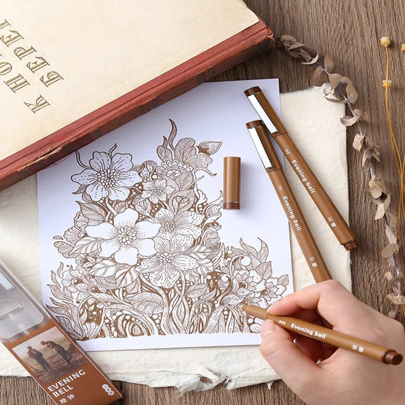 Brown Waterproof Micron Fineliner Drawing Pen
